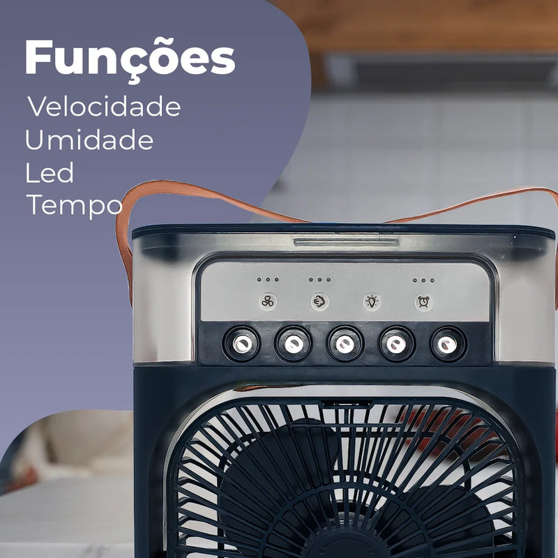 Mini Ar-Condicionado Portátil 3 em 1 - Refresque, Umidifique e Purifique o Ar em Qualquer Lugar!